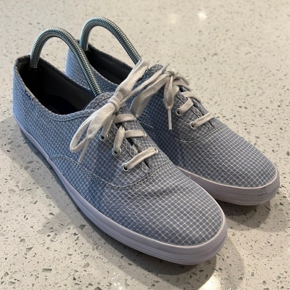 Keds Light Blue Checkered Canvas Sneakers